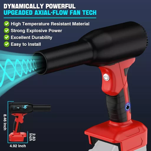 Suflantă cu aer comprimat YNDZ compatibilă cu acumulatori Milwaukee M18, putere 400g