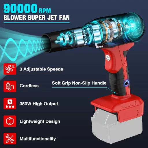 Suflantă cu aer comprimat YNDZ compatibilă cu acumulatori Milwaukee M18, putere 400g