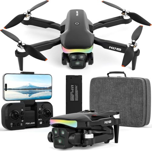 FAKJANK F417GPS 4K Drón GPS Navigációval - WiFi FPV Élő Videó, Automatikus Hazatérés, Követés Funkcióval, 90° Állítható Kamera, RGB LED Vilá