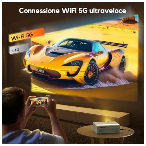 Proiector Inteligent AKIYO O9 Full HD 1080P cu Rezoluție Nativă, Netflix Oficial, Autofocus, Zoom 50%, WiFi, Bluetooth 5.2 Bidirecțional, Portabil