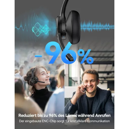 TECKNET V5.2 Bluetooth fejhallgató zajszűréssel, 50+ órás akkumulátor