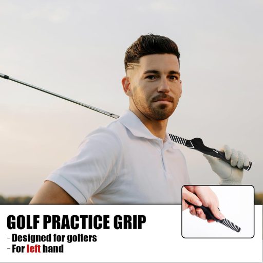 Tréningový úchop na golf Gosknor pre ľavákov - protišmykový swingový trenažér v čiernej farbe pre začiatočníkov a profesionálnych golfistov