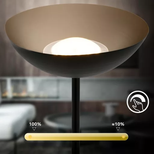 BRILONER LED Álló Lámpa Érintésvezérléses Dimmerrel, Akkumulátoros, 170 cm, Fekete