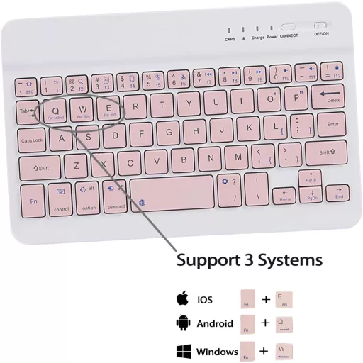leleyo iPad Mini 1/2/3/4/5 Mágneses Billentyűzetes Tok Pink QWERTY