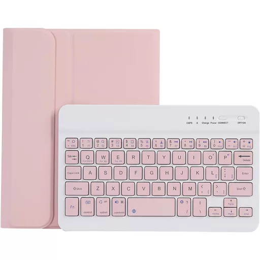 leleyo iPad Mini 1/2/3/4/5 Mágneses Billentyűzetes Tok Pink QWERTY