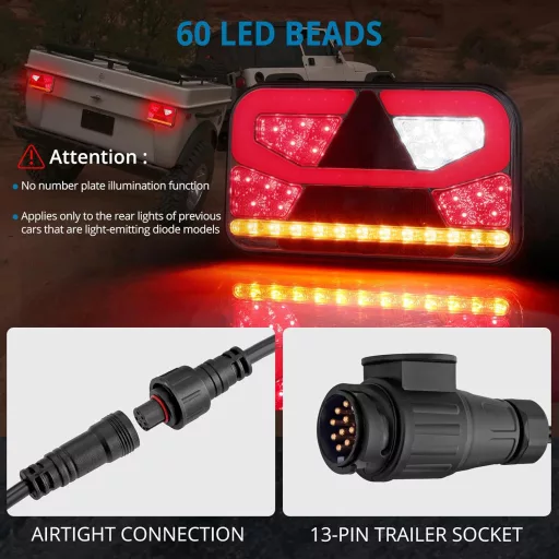 AUTOUTLET 13-Pin LED Utánfutó Lámpa Készlet E-mark Jóváhagyott IP65 Vízálló