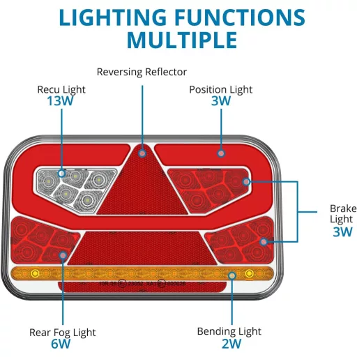 AUTOUTLET 13-Pin LED Utánfutó Lámpa Készlet E-mark Jóváhagyott IP65 Vízálló