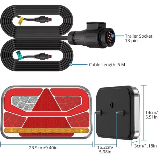 AUTOUTLET 13-Pin LED Utánfutó Lámpa Készlet E-mark Jóváhagyott IP65 Vízálló