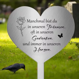   Photect Dekoracija za grob otporna na vremenske uvjete - Metalni nadgrobni spomenik u obliku srca s citatom - Spomen posveta za najmilije 28x12 cm