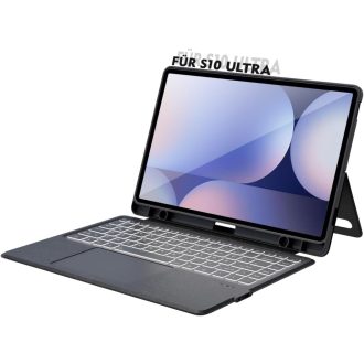   Doohoeek Tipkovnica s futrolom za Samsung Galaxy Tab S10/S9/S8 Ultra 14,6" tablet - QWERTZ Njemački raspored, pozadinsko osvjetljenje, trackpad, crna