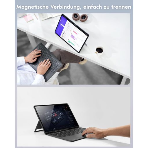 Doohoeek Tipkovnica s futrolom za Samsung Galaxy Tab S10/S9/S8 Ultra 14,6" tablet - QWERTZ Njemački raspored, pozadinsko osvjetljenje, trackpad, crna