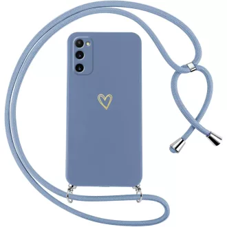   Oelrstfe Samsung Galaxy S20 szilikon tok szívmotívummal, nyakpánttal, ütésálló védelem - Samsung Galaxy S20, Blue