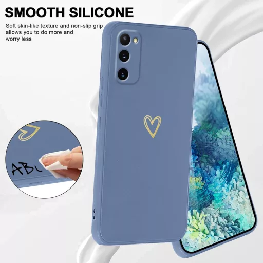 Oelrstfe Samsung Galaxy S20 szilikon tok szívmotívummal, nyakpánttal, ütésálló védelem - Samsung Galaxy S20, Blue
