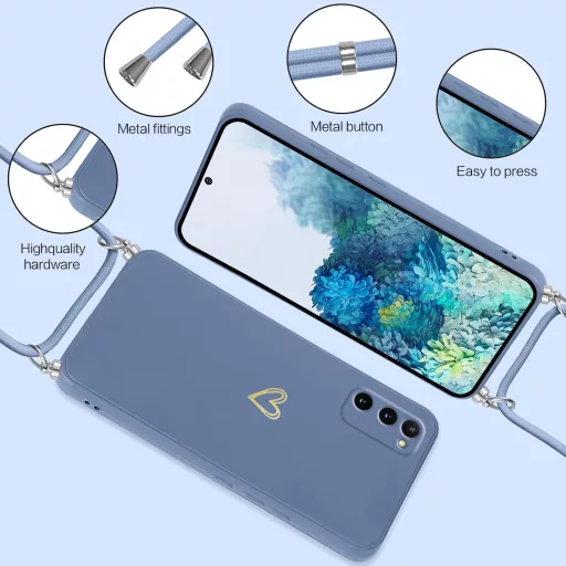 Oelrstfe Samsung Galaxy S20 szilikon tok szívmotívummal, nyakpánttal, ütésálló védelem