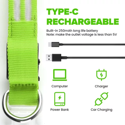 Feycig USB-s LED kutya nyakörv vízálló fényvisszaverő 3 üzemmód