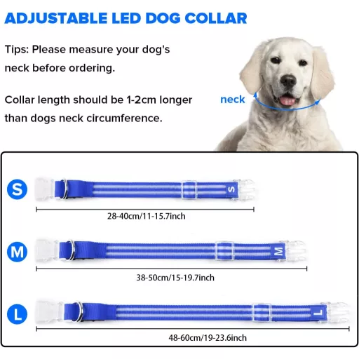Feycig USB-s LED kutya nyakörv világító vízálló állítható S-L méret 3 mód