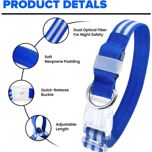 Feycig USB-s LED kutya nyakörv világító vízálló állítható S-L méret 3 mód