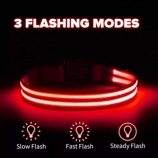 Feycig USB-s LED kutya nyakörv vízálló fényvisszaverő állítható S-L méret 3 mód