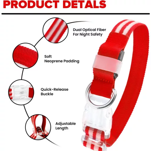 Feycig USB-s LED kutya nyakörv vízálló fényvisszaverő állítható S-L méret 3 mód