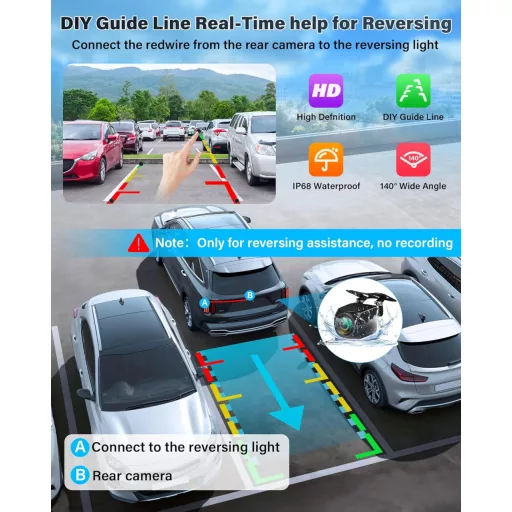 Stabilný držiak 10,26-palcový bezdrôtový displej CarPlay s cúvacou kamerou - monitor Android Auto, navigácia v reálnom čase, hlasové ovládanie,