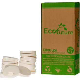   Eco Future 100 db Papír Pohártető 9 cm - 350 ml Kávés Pohárhoz, Biológiailag Lebomló, Komposztálható, Környezetbarát, FSC Tanúsított