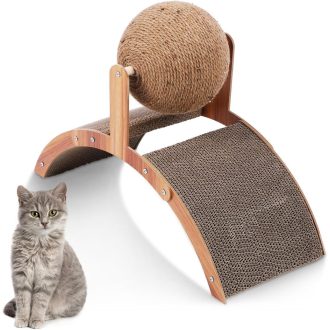   JKOKPMG Macska Kaparópad 55x23 cm Labdajátékkal, Prémium Kartonból, Nagy Kaparófal Cicáknak