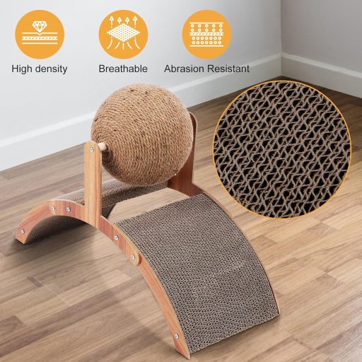 JKOKPMG Macska Kaparópad 55x23 cm Labdajátékkal, Prémium Kartonból, Nagy Kaparófal Cicáknak