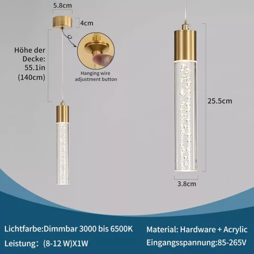 Candelabru modern cu bule de cristal Mikeru, lampă suspendată pentru insulă