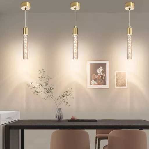 Candelabru modern cu bule de cristal Mikeru, lampă suspendată pentru insulă