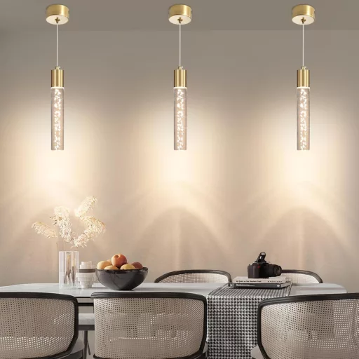 Candelabru modern cu bule de cristal Mikeru, lampă suspendată pentru insulă