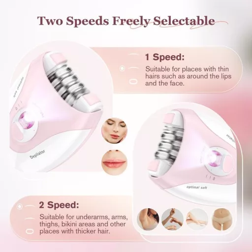 Bubbacare Vezeték nélküli Epilátor Nőknek LED Fénnyel Arcra és Testhez