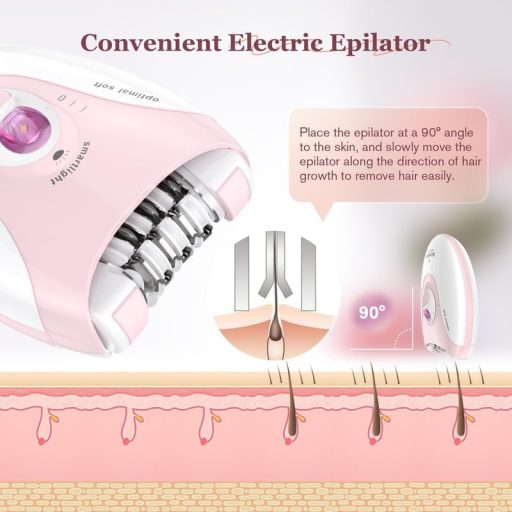 Bubbacare Vezeték nélküli Epilátor Nőknek LED Fénnyel Arcra és Testhez