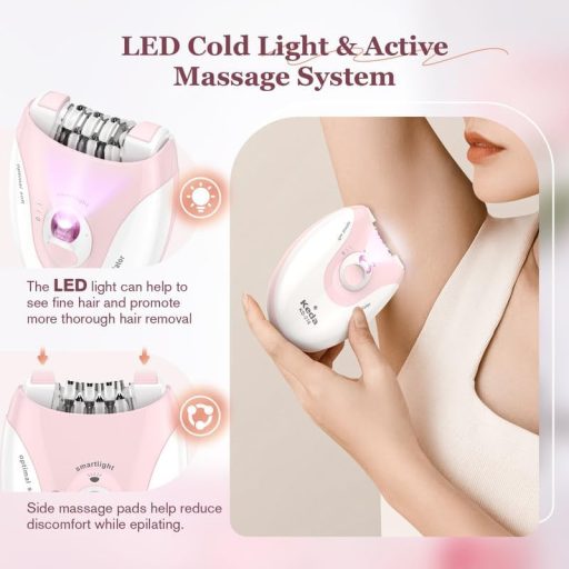 Bubbacare Vezeték nélküli Epilátor Nőknek LED Fénnyel Arcra és Testhez