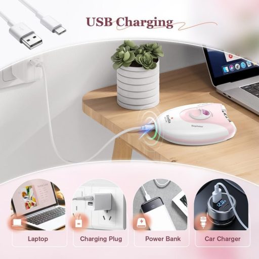 Bubbacare Vezeték nélküli Epilátor Nőknek LED Fénnyel Arcra és Testhez