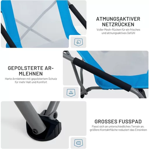 TIMBER RIDGE Összecsukható Strand- és Kempingszék Magas Háttámlával Légáteresztő Hálóval