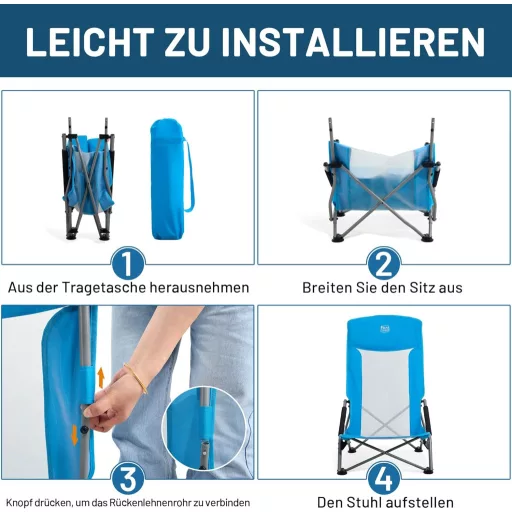 TIMBER RIDGE Összecsukható Strand- és Kempingszék Magas Háttámlával Légáteresztő Hálóval