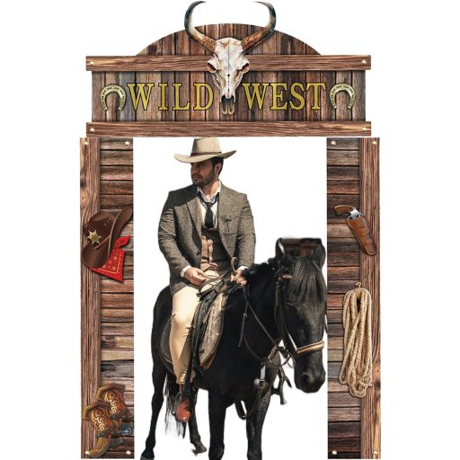 Gosknor Cowboy Party Dverový Banner - Dekorácia na Divoký Západ Závesná Tabuľa Foto Rekvizita Westernová Tematická Rustikálna Párty Dekorácia