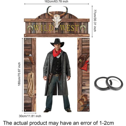 Gosknor Cowboy Party Ajtó Banner - Vadnyugati Buli Dekoráció Függő Tábla Fotó Kellék Western Témájú Rustic Parti Díszítés