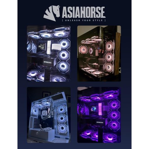 Set ventilatoare PC AsiaHorse RGB 120mm, 3 bucăți, negru, ARGB PWM 1800RPM