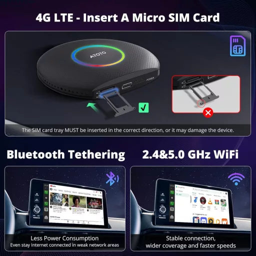 ATOTOZONE CB6 CarPlay AI Box Vezeték nélküli Android autós multimédia 8GB 128GB