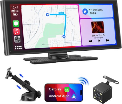 Display wireless CarPlay de 9,26" cu Apple CarPlay & Android Auto, cameră de marșarier IP67, Navigație GPS, Bluetooth