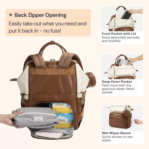 BabbleRoo Multifunkciós Pelenkázó Hátizsák - Nagyméretű Baba Táska Pelenkázó Alátéttel, Babakocsi Rögzítővel és Cumitartóval, Unisex