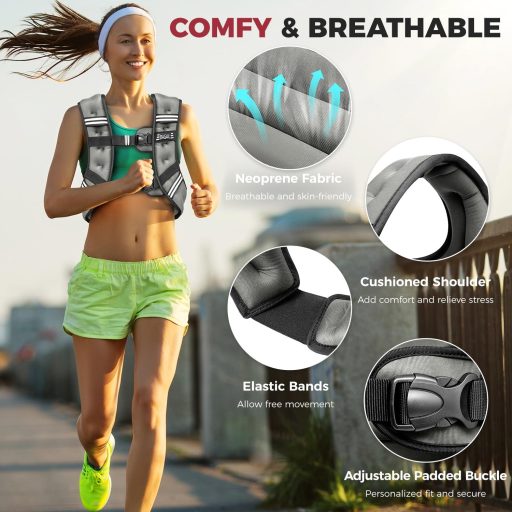 BAGAIL Záťažová vesta na cvičenie, nastaviteľná veľkosť, plnená železom, na fitness a jogu