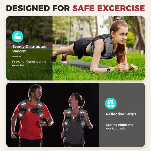 BAGAIL Záťažová vesta na cvičenie, nastaviteľná veľkosť, plnená železom, na fitness a jogu