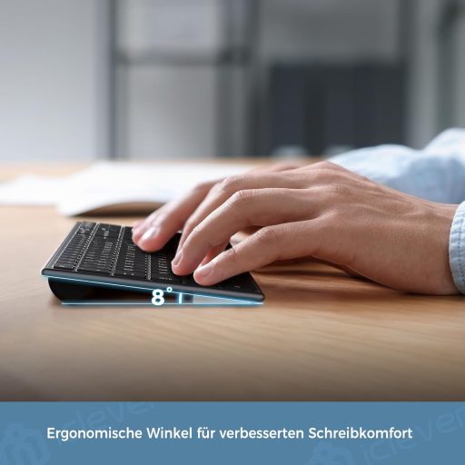 iClever Wireless Bluetooth Billentyűzet 3 Csatorna QWERTZ Újratölthető Mac Windows iOS