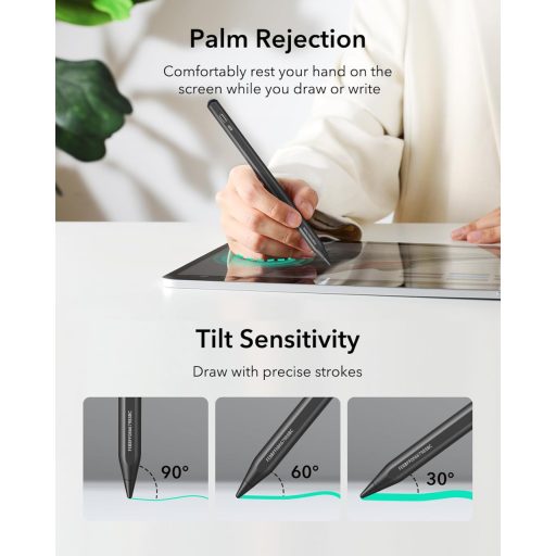 ESR Find My Pen Stylus Digital pentru iPad cu funcție "Unde este?" - Stilou cu detectare a înclinării pentru iPad 11/10/9/8, Air 13/11, Pro 12.9/13/11, Mini 7/6/5 Mode