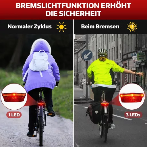 Lampă spate pentru bicicletă cu LED MONTOP, reflector pentru dinam, certificată StVZO