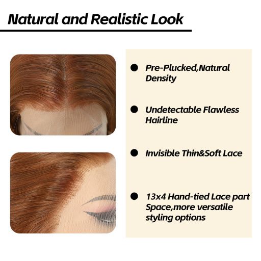 Sapphirewigs Auburn Vlnitá Parochňa 13x4 Čipkovaná Predná Časť - Žiaruvzdorná Syntetická Dámska Parochňa 66 cm, Na Bežné Nosenie aj na Príležitosti, Bez Uzlov