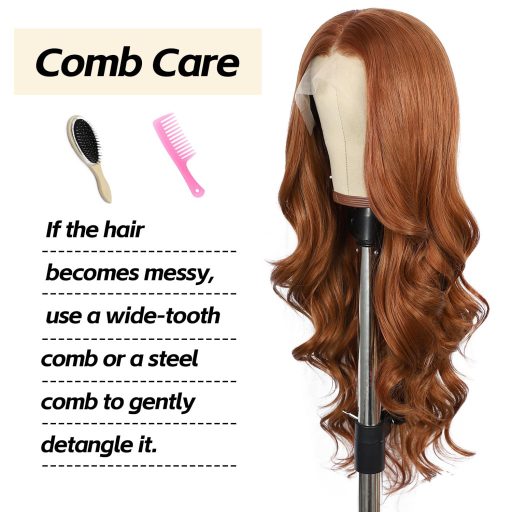 Sapphirewigs Auburn Vlnitá Parochňa 13x4 Čipkovaná Predná Časť - Žiaruvzdorná Syntetická Dámska Parochňa 66 cm, Na Bežné Nosenie aj na Príležitosti, Bez Uzlov