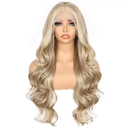 Sapphirewigs 13x4 Csipke Elülső Paróka Tejteás Szőke Hullám 66cm Női